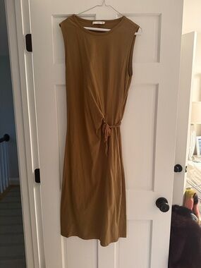 Mango Sleeveless Midi Dress in Olive